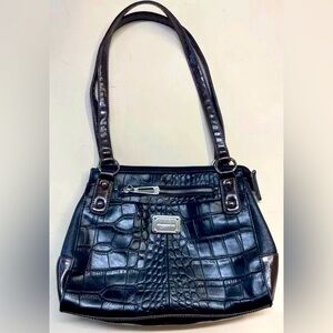 Stone Mountain Shoulder Bag Leather Double Handle Brown Black